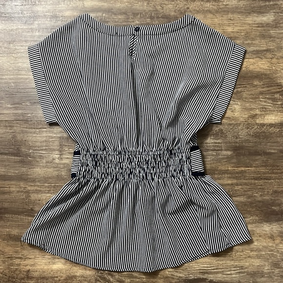 Monteau Blue and White Striped Peplum Top - Picture 2 of 3